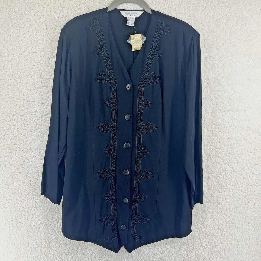 Express Compagnie Internationale Vintage Blouse Embroidered Button Up Size 3/4